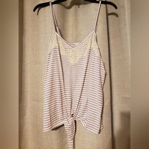 Striped Front Tie Tank Top